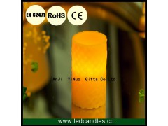 Flickering Battery Operated LED Wax Pillar Candles with Cane Finish图2